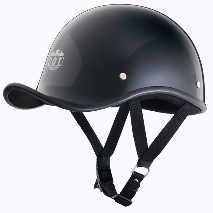 Gloss Black Reversible Curved Style DOT Half Helmet