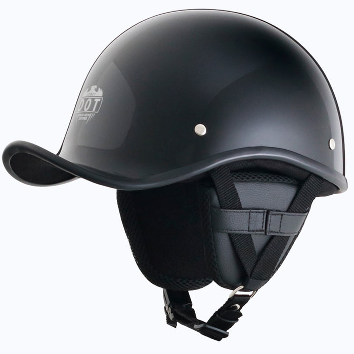 Gloss Black Reversible Curved Style DOT Half Helmet