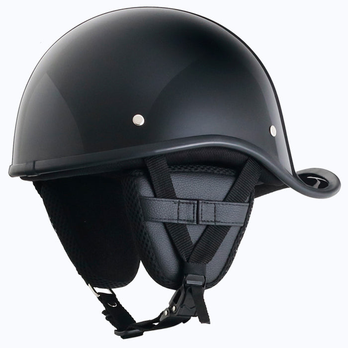 Gloss Black Reversible Curved Style DOT Half Helmet
