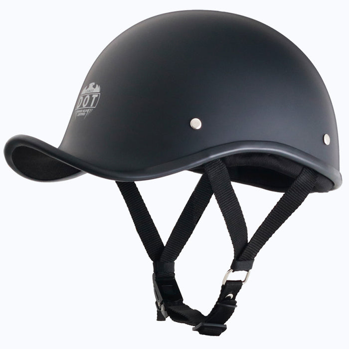 Matte Black Reversible Curved Style DOT Half Helmet