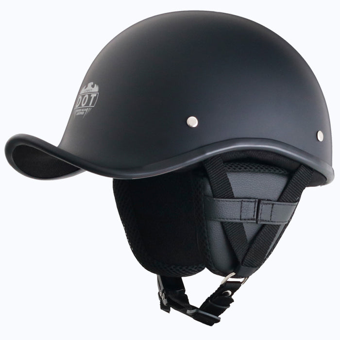 Matte Black Reversible Curved Style DOT Half Helmet