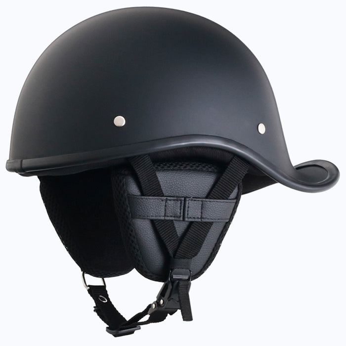 Matte Black Reversible Curved Style DOT Half Helmet