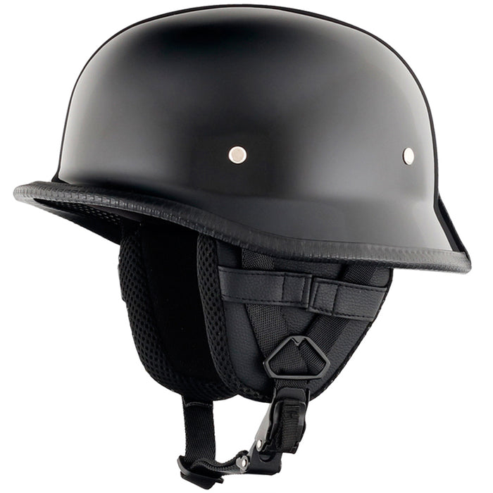 Gloss Black German Style DOT Mayan Half Helmet