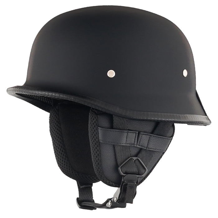 Matte Black German Style DOT Mayan Half Helmet