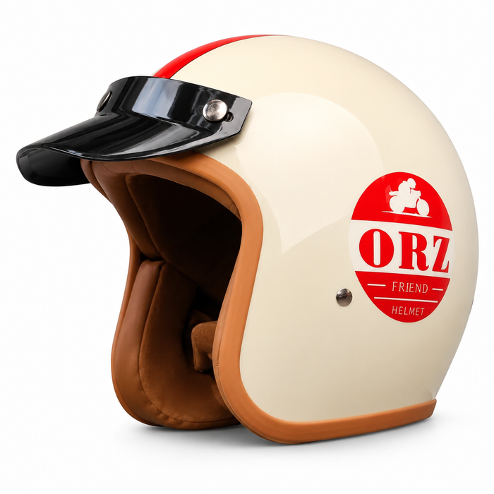 Vintage Open Face Motorcycle Helmet with Optional Goggles
