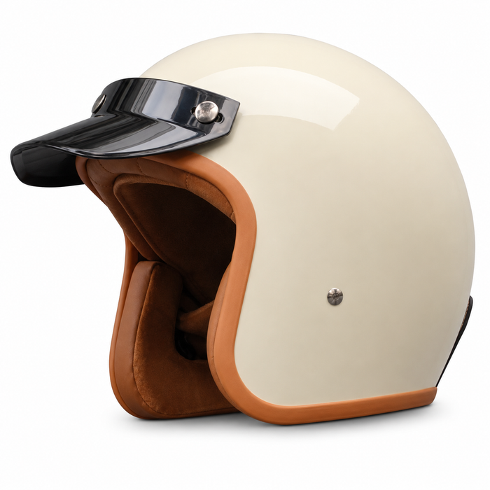 Vintage Open Face Motorcycle Helmet with Optional Goggles