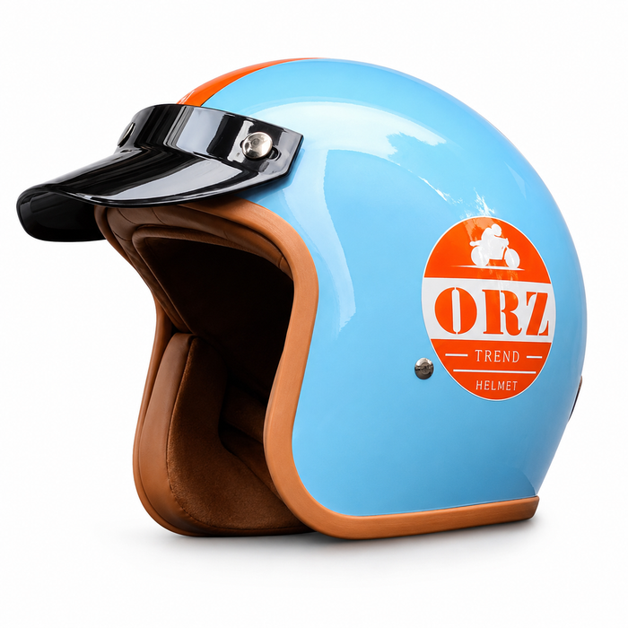 Vintage Open Face Motorcycle Helmet with Optional Goggles