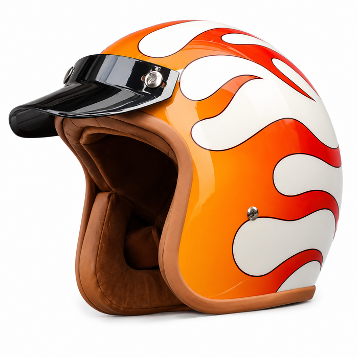Vintage Open Face Motorcycle Helmet with Optional Goggles
