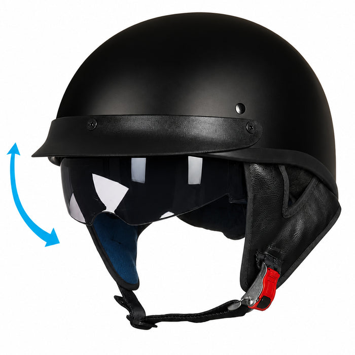 Vintage Half Helmet Open Face Sun Visor DOT Approved