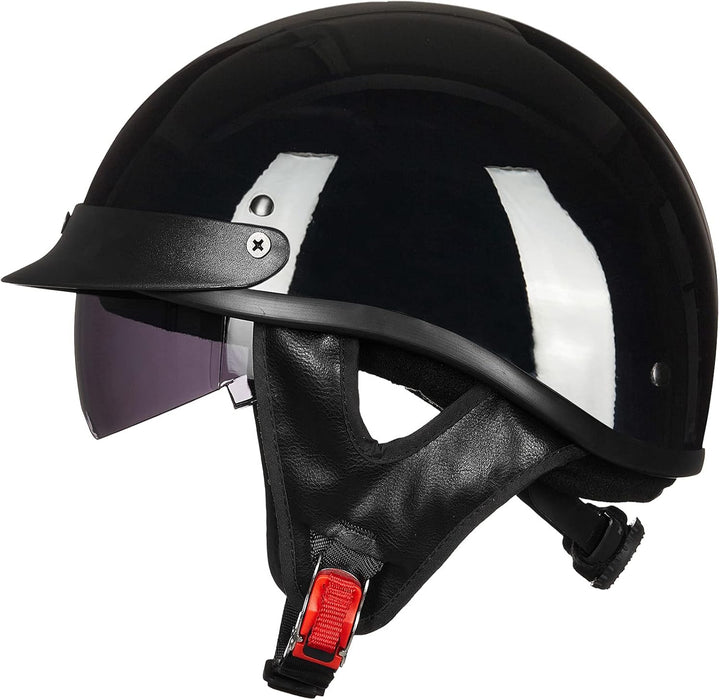 Vintage Half Helmet Open Face Sun Visor DOT Approved
